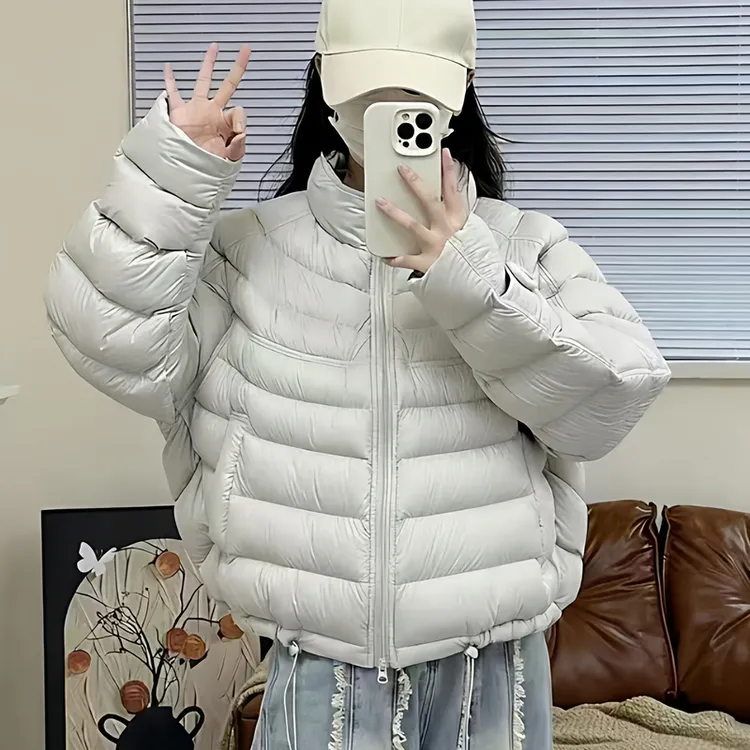 2025羽绒服女新款秋冬排骨90白鸭绒时尚立领韩版保暖百搭加厚外套