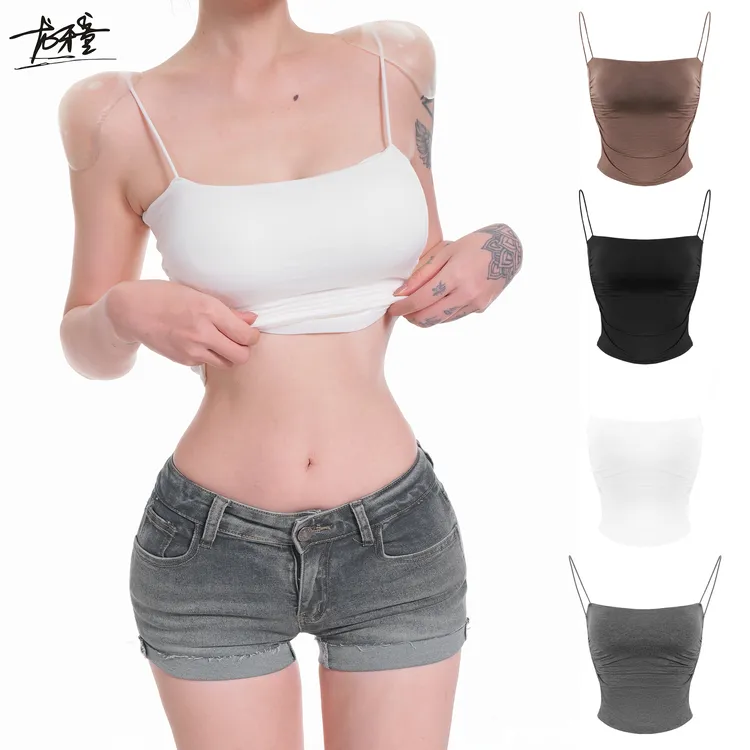 龙牙童推荐【莫代基础】通勤显瘦带胸垫白色可外穿背心运动美背性感