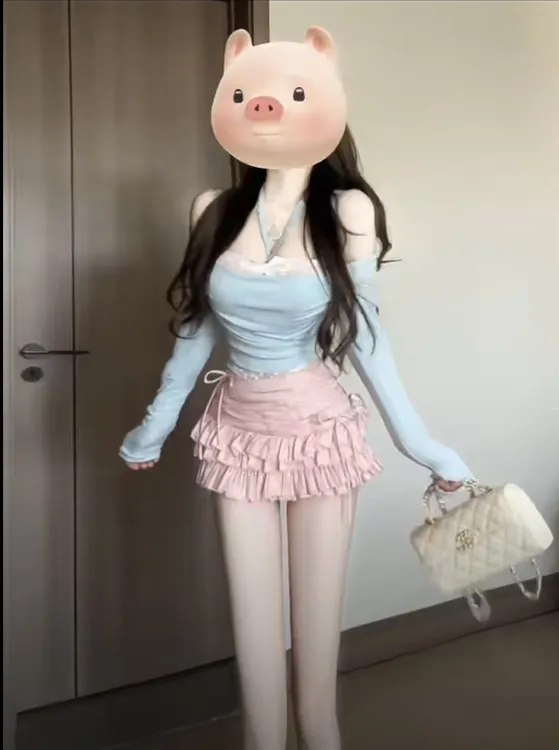 【hei~】马小也韩系新款设计感粉色抽褶蝴蝶结蛋糕裙甜辣小短裙子女