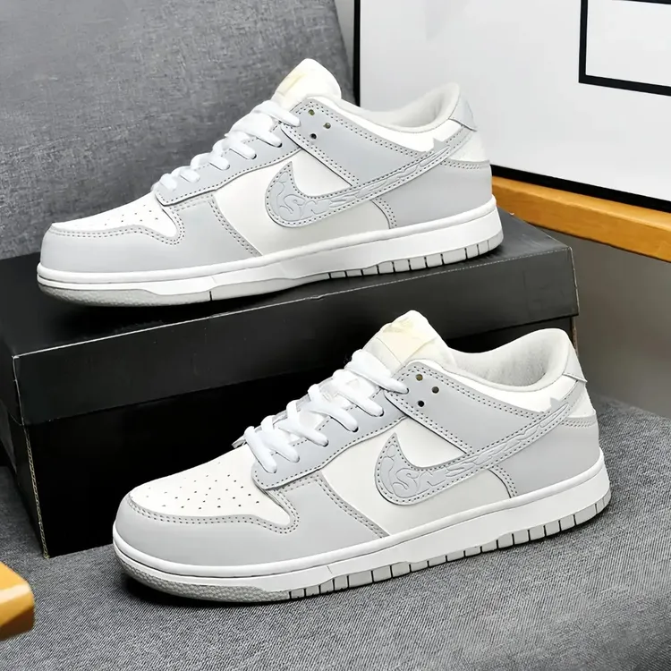 aj男鞋dunk白灰低帮板鞋莆田aj1low中大童透气休闲运动情侣款女鞋