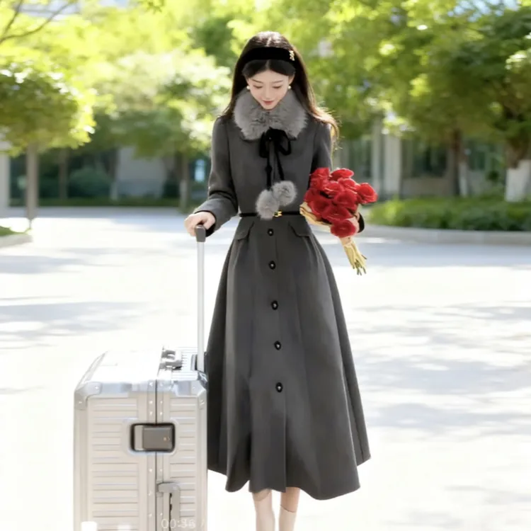 拉夏贝尔2025年冬季新款绵羊毛简约加厚保暖大衣羽绒服 10704 LSC