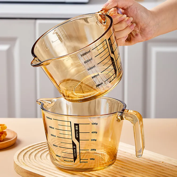 玻璃量杯大容量耐高温烘焙打蛋杯带刻度计量杯热牛奶豆浆专用杯子