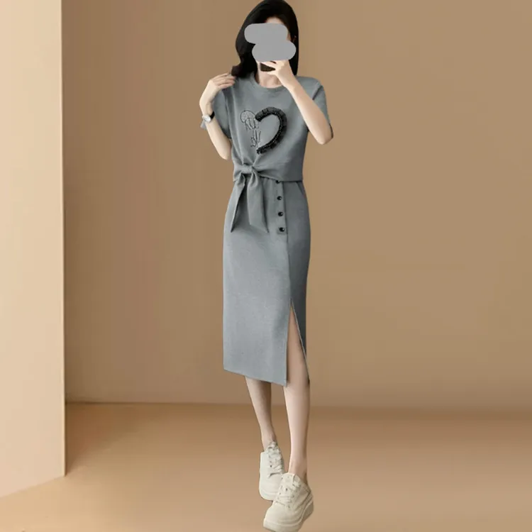 休闲套装裙女2025夏季新款洋气质减龄显瘦蝴蝶结短袖半身裙两件套