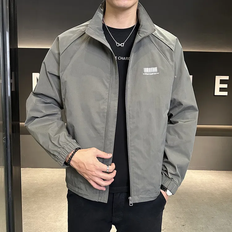 原色男立领商务休闲痞帅立领夹克帅气宽松春季夹克衫潮流春秋季