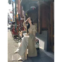 ICELOLLY卡其色休闲裤女2025新款秋季今年流行梧桐裤西装阔腿裤子