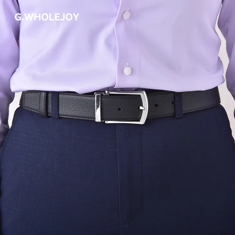 G.WHOLEJOY休闲男士软牛皮百搭3.5真皮腰带锡器灰-2537togo