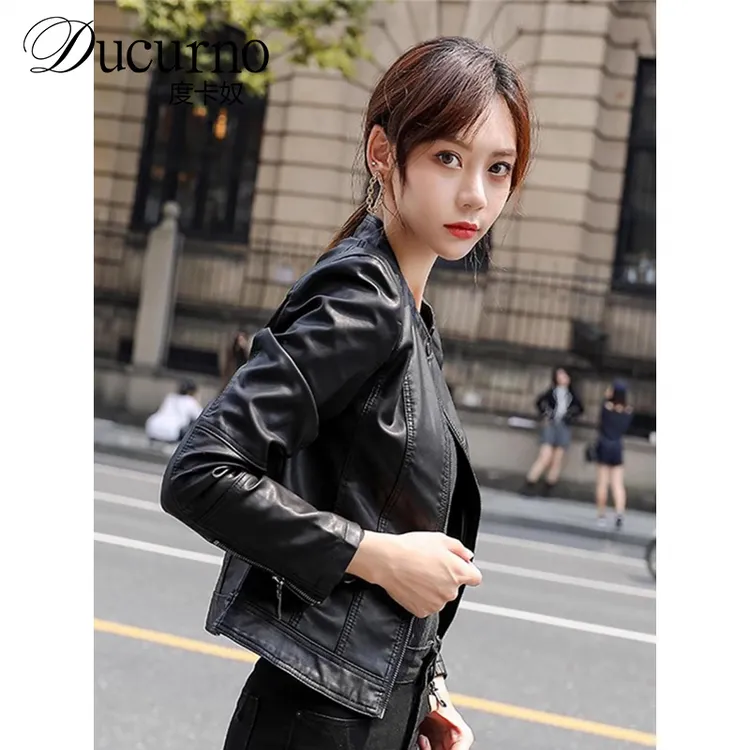 皮衣外套女2025新款春秋韩版短款修身显瘦小个子洋气机车夹克外套