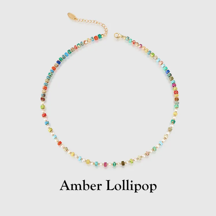 【明星同款】Amber Lollipop安铂洛利彩色多巴胺串珠项链女个性