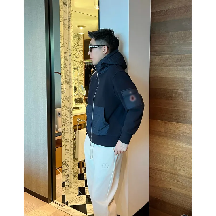 【拼接棉服】羊毛混纺夹棉连帽大气保暖高级外套男士新款休闲装