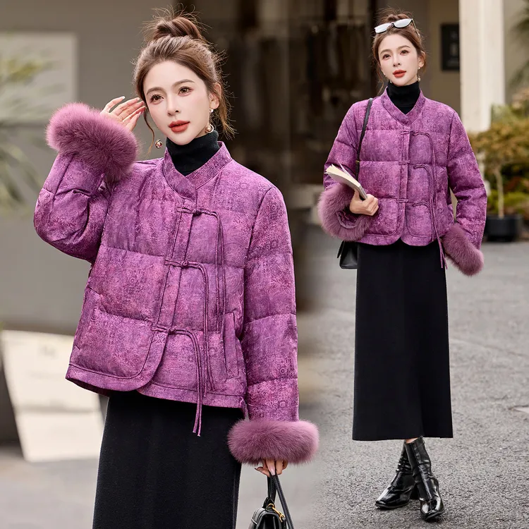 新中式羽绒服女款爆款2025新款网红洋气炸街女装白鸭绒冬季短外套