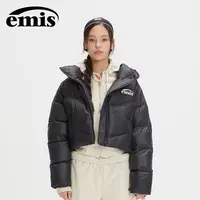 【panda专属】韩国emis羽绒服黑色冬季防寒保暖鸭绒立领百搭简约有型女【panda】