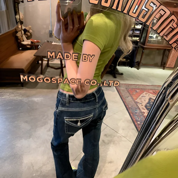 美式复古微喇牛仔裤女2025秋冬新款小众设计感修身显瘦低腰长裤子