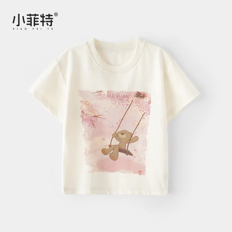 小菲特夏季新款女童休闲印花薄款短袖t恤女宝宽松上衣YNYX51217