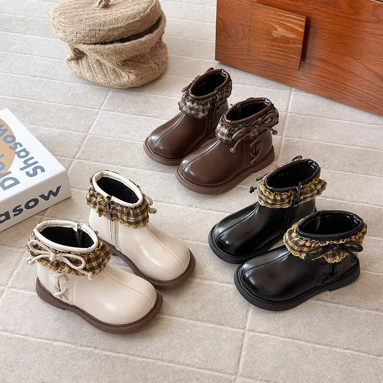 女童靴子时尚儿童马丁靴2025秋冬新款小女孩公主短靴宝宝软底皮靴