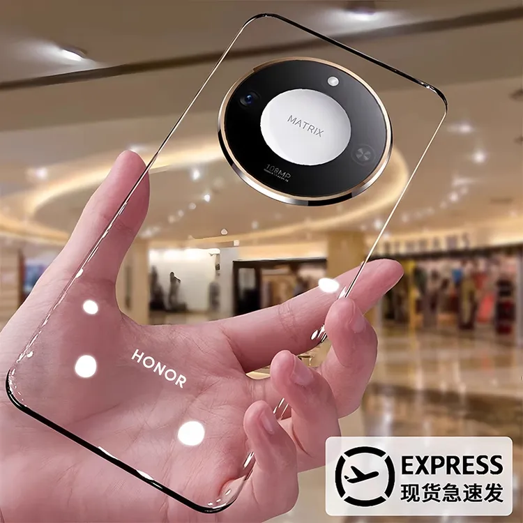 适用荣耀X70手机壳新款冰晶透明无边框X60镜头全包超薄防摔壳X50