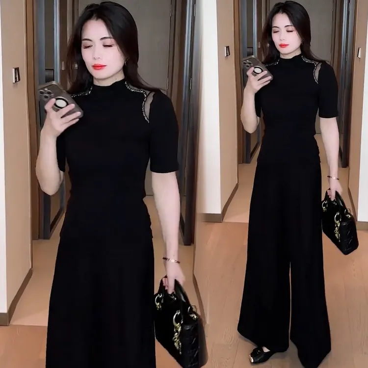时尚网纱拼接半高领长袖T恤女2025秋季新款洋气减龄显瘦打底上衣
