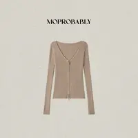 Moprobably李予诺 慵懒时尚百搭拉链针织开衫L5477007