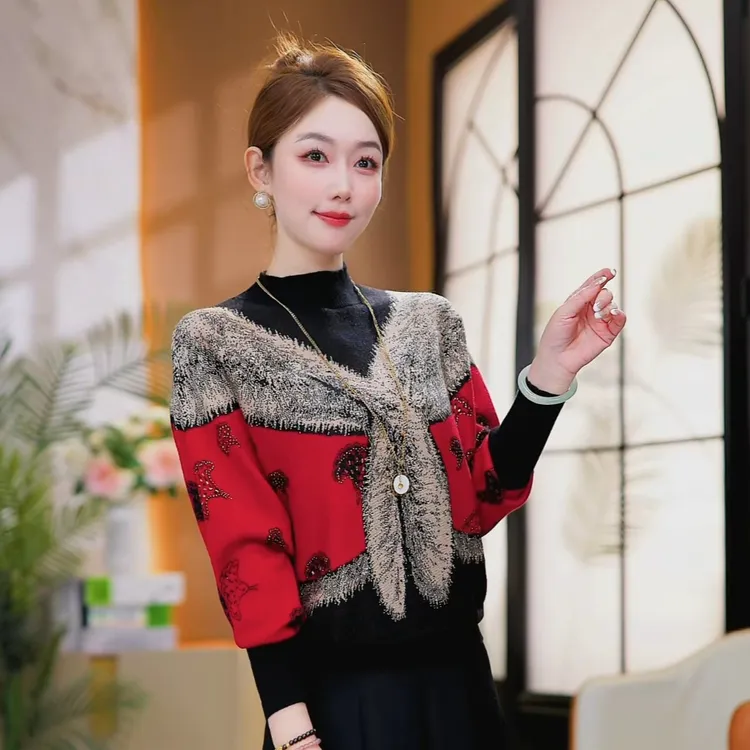 【暮色绒心】新年战袍2025秋冬新款抗起球针织毛衣含绵羊毛亲肤保暖