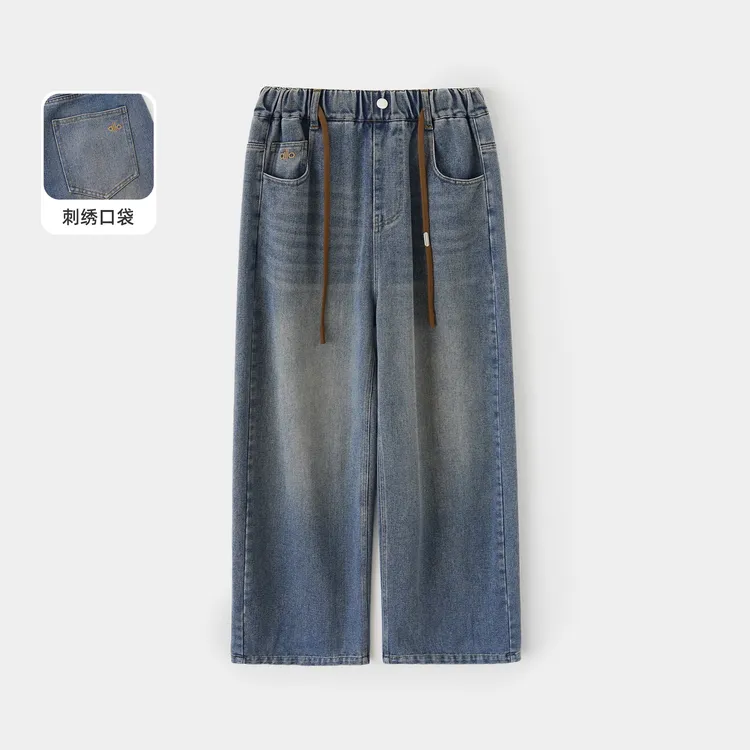 SZKP女童2025春秋装长裤中大童新款儿童牛仔直筒裤DTQ1116