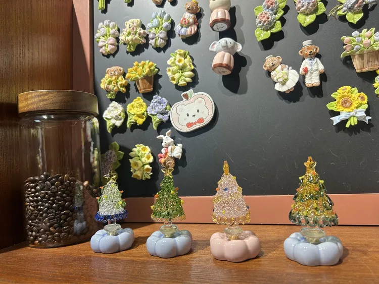 景德镇陶瓷底座转转圣诞树ins琉璃可爱手工治愈摆件圣诞节桌面转