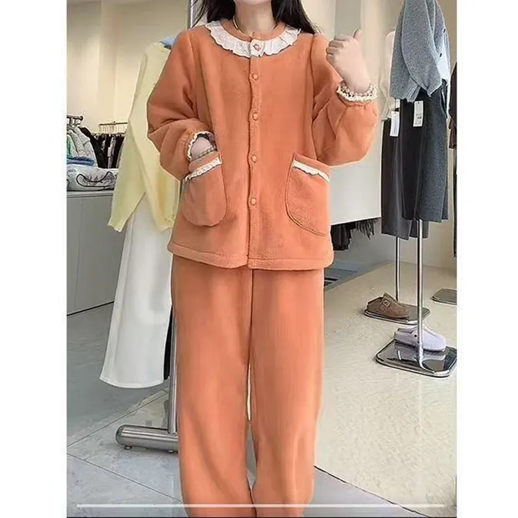 睡衣女秋冬季新款珊瑚绒时尚休闲网红爆款可外穿家气质居服套装