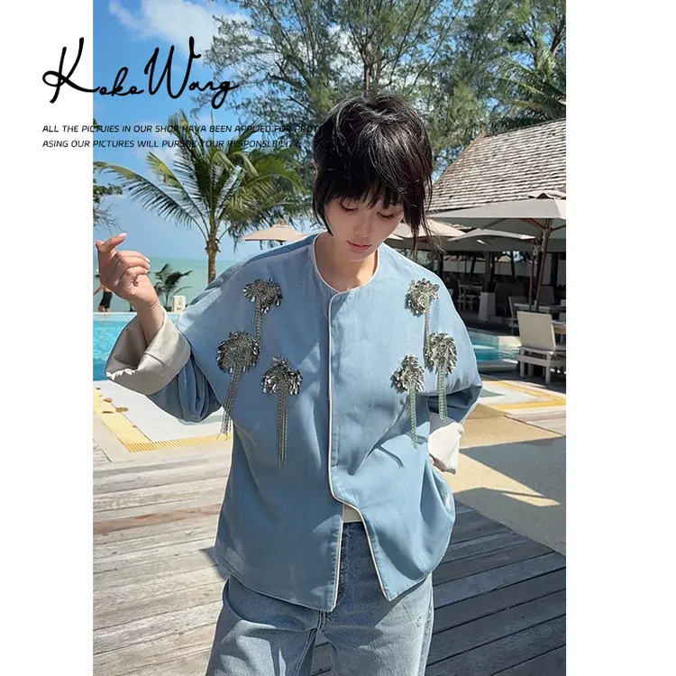 KOKOWANG2025早春桑蚕丝丝绒手工步摇高级感年服外套540685A09W41