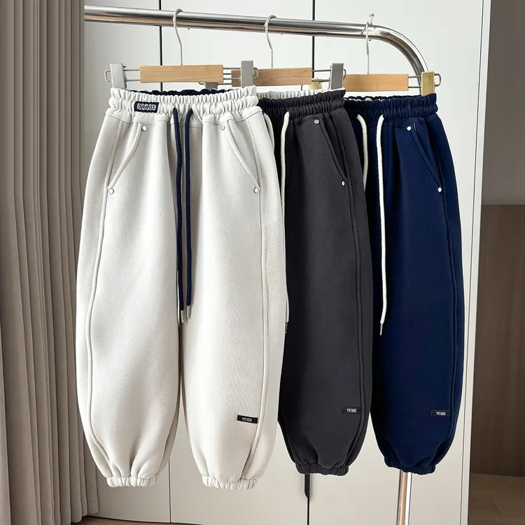 儿童冬季百搭加绒巨厚休闲运动裤宽松童装中大童加厚时尚潮