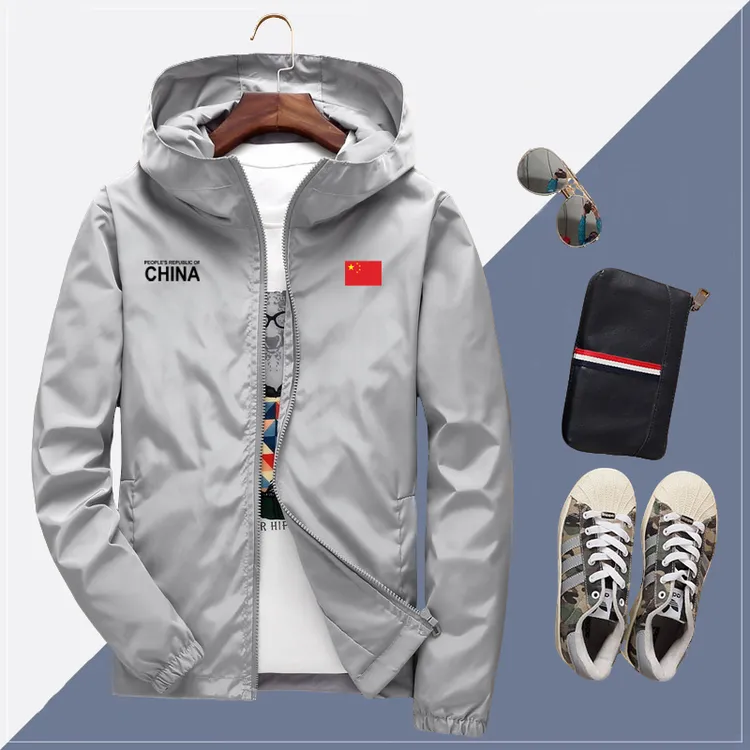 中国队China夹克外套男女秋冬季CHINA连帽加绒加厚夹克风衣定制