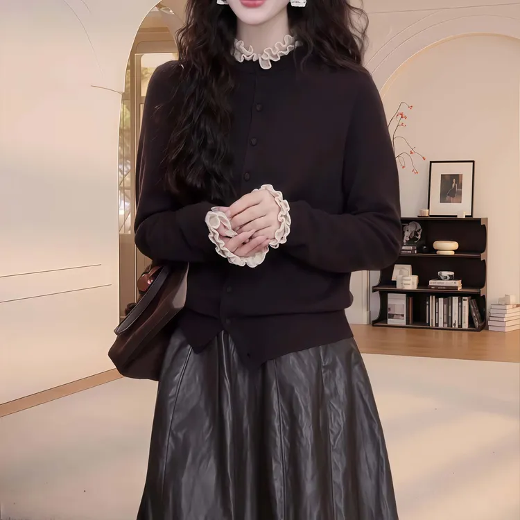 秋冬女款爆款2025新款气质长袖针织衫+法式休闲宽松半身裙两件套