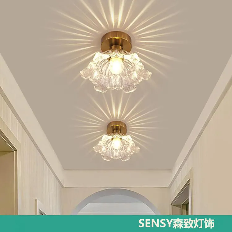 过道灯走廊灯中古风吸顶灯入户灯玄关灯2025新款LED水晶灯阳台灯