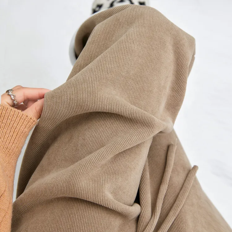 秋冬季加绒加厚羊羔绒阔腿裤女高腰宽松显瘦垂感小个子直筒休闲裤