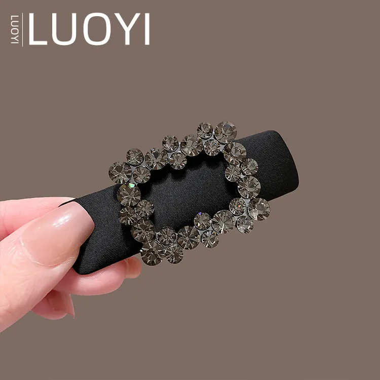 新款气质镶钻发夹女高级感方钻掰掰夹边夹百搭黑色侧边刘海夹发饰