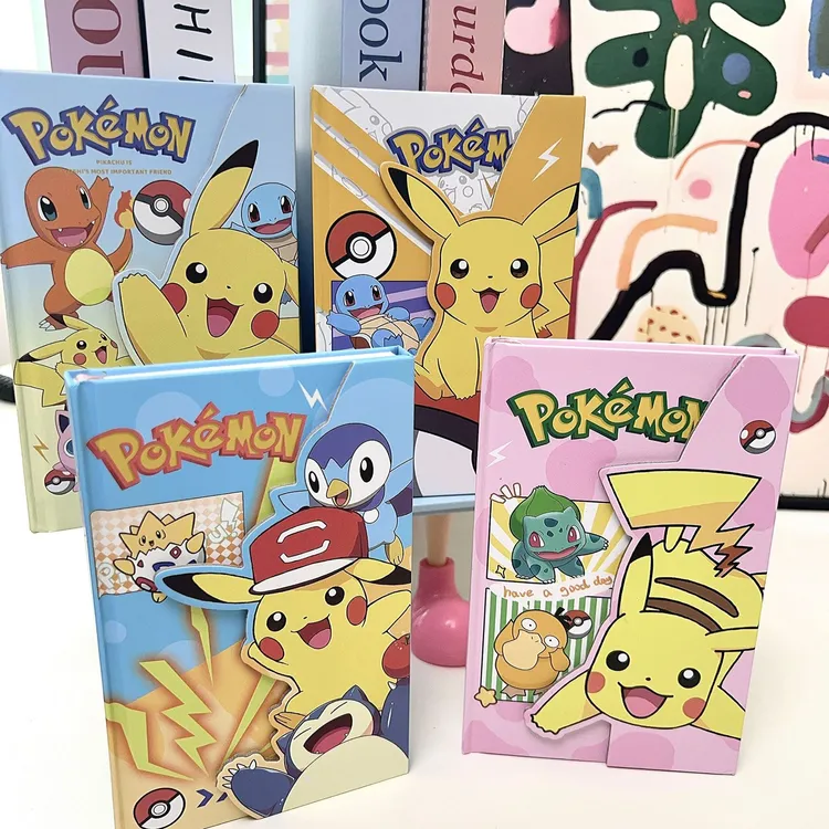 【趣玩】新款神奇宝贝宝可梦彩页本三折叠A6磁吸手账横线记事日记本