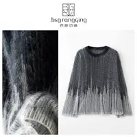 表哥绒情100山羊绒【时光】圆领提花竖条纹配色设计款套头羊绒衫