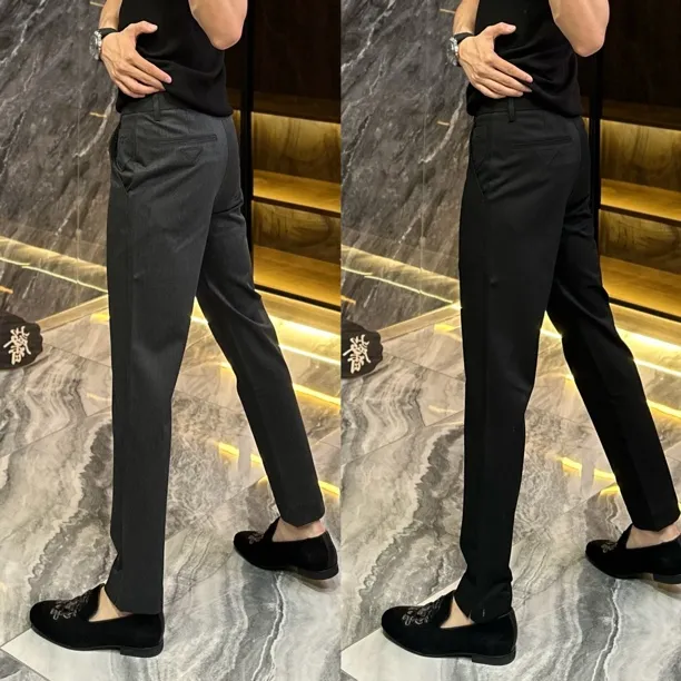 欧若风秋冬轻奢商务休闲男士百搭时尚休闲裤西裤修身型小脚裤6126