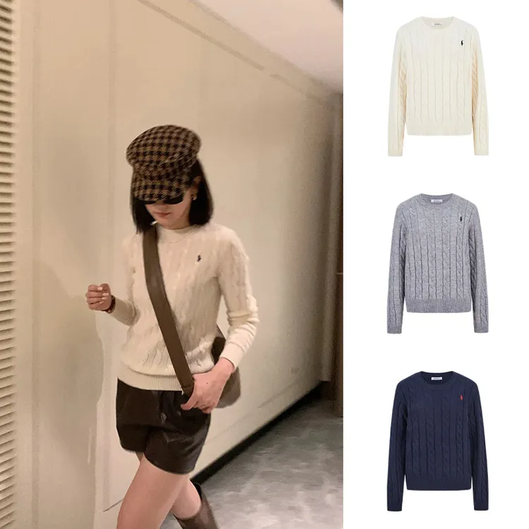 Moses Queen/魔西女王老钱风刺绣圆领长袖针织衫秋冬宽松保暖毛衣