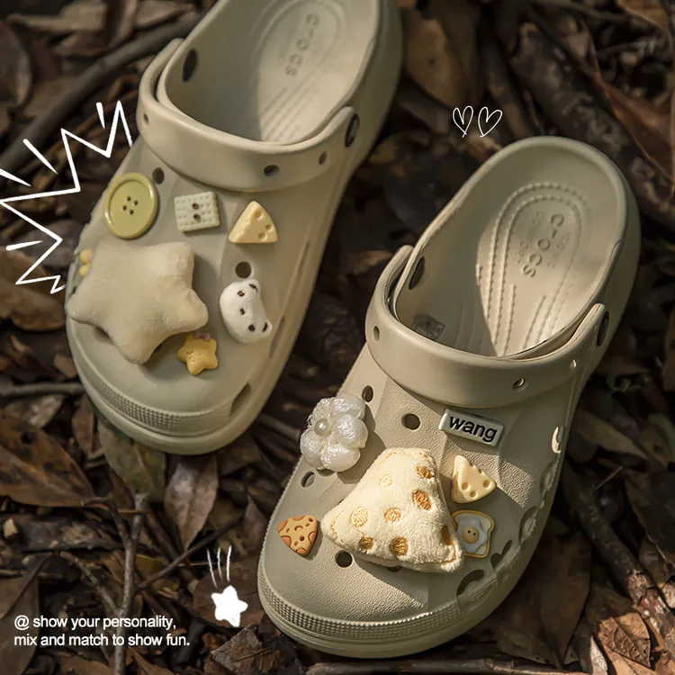 奶酪星星骨白洞洞鞋扣配饰洞洞鞋鞋花可拆卸高级diy装饰配件-