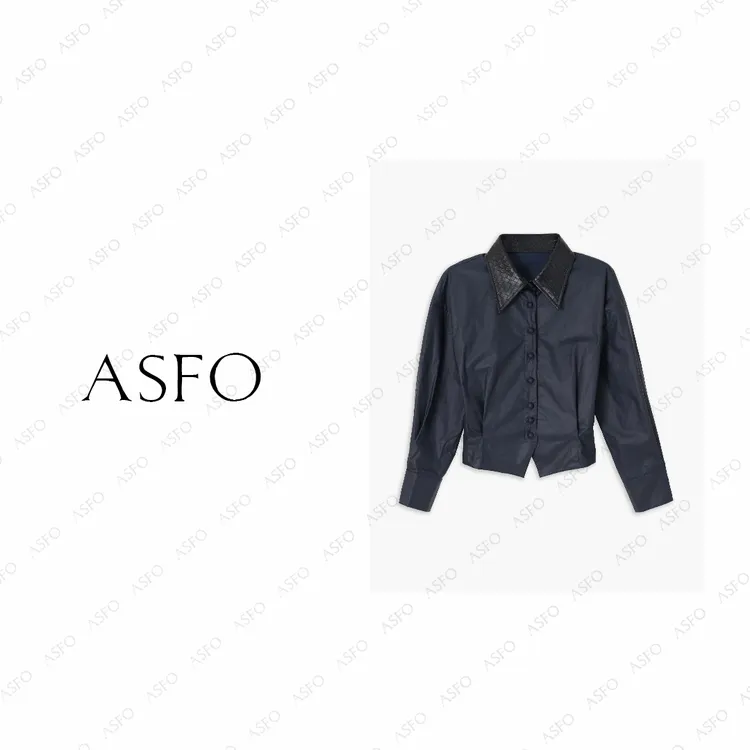 【AS小帅】25新原创定制打揽修身拼皮百搭衬衫AS25QCS03450