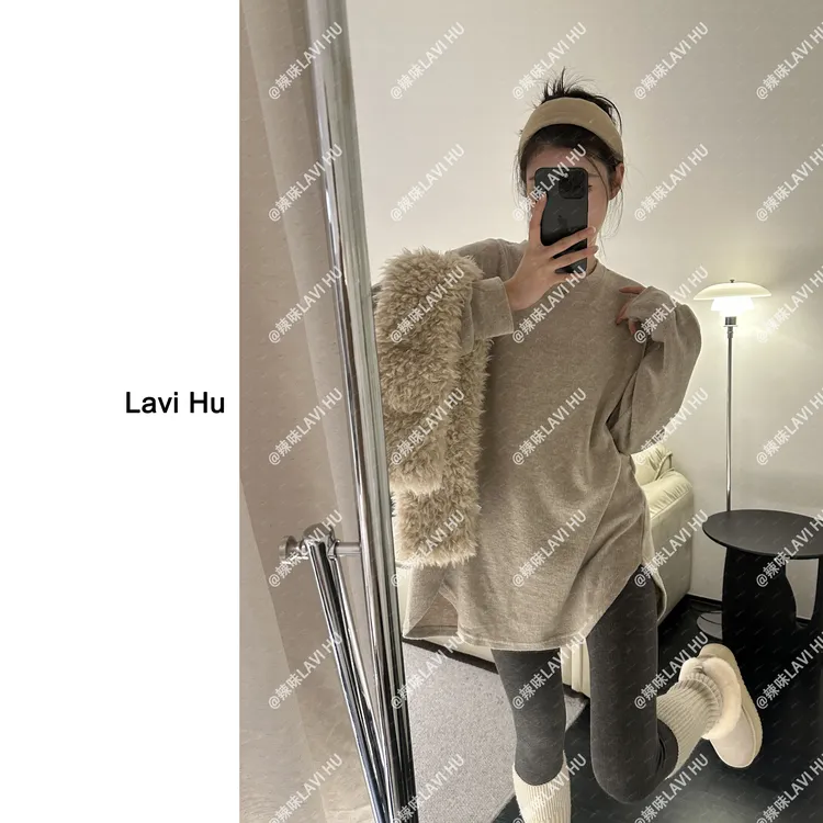 LAVI HU 【燕麦脆】软糯奶皮T恤 简约百搭长袖打底86270