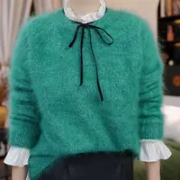 【蜜客专属】100山羊绒拉绒秋冬新款六合股花纱加厚套衫