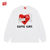 FNI红标（爱心小猫）纯棉T恤男女同款美式圆领长袖上衣秋冬新款印花