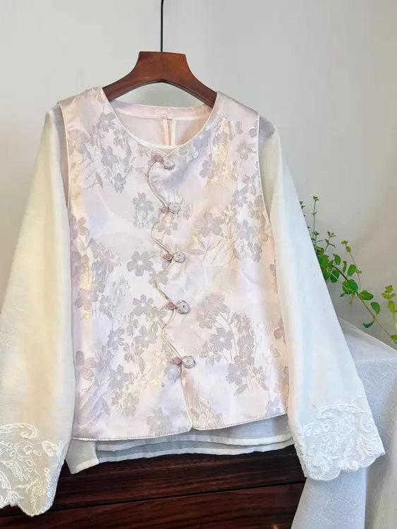 2025新中式中国风马甲女春夏爆款提花轻奢高级感上衣马夹