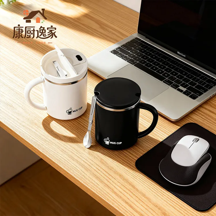 2025新款简约风304不锈钢学生保温早餐杯上班族高颜值带盖马克杯