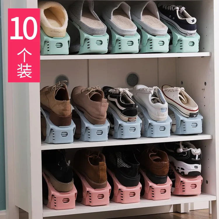 分层收纳鞋架双层宿舍神器鞋托一体式家用鞋子收纳架鞋柜省空间