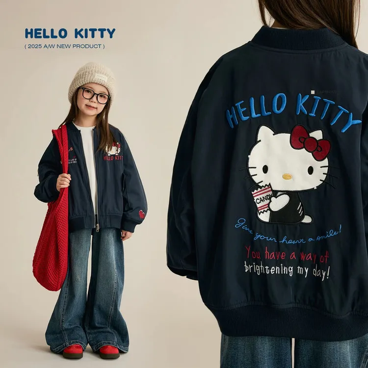 女童秋冬款helloKitty外套2025新款刺绣棒球服上衣女孩卡通夹克潮