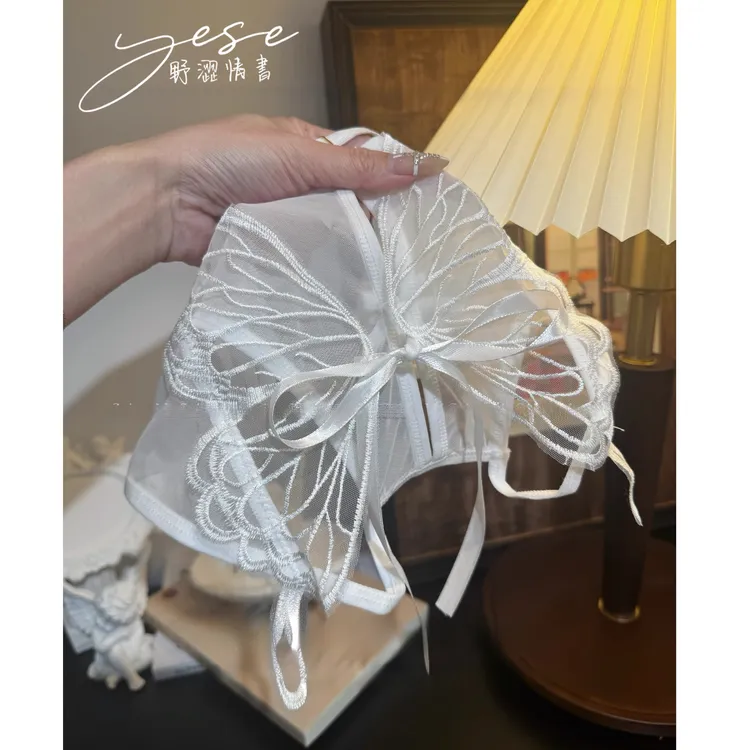 Yese野涩情书*蝴蝶效应* 性感镂空蝴蝶刺绣系带三角裤内裤女