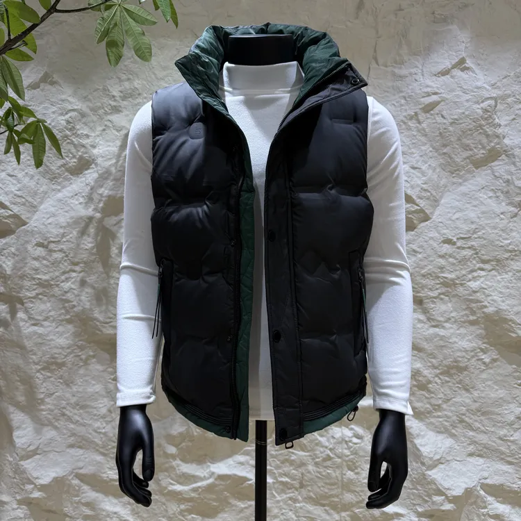 修身防水透气圆下摆常规款立领男马甲厚款秋冬直下摆