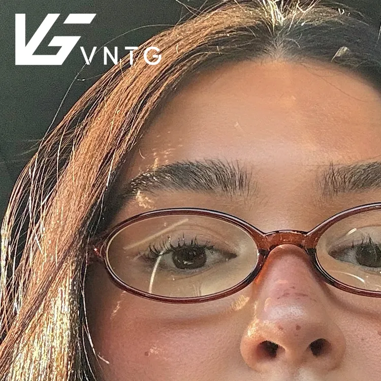 vntg平光镜复古焦糖色椭圆形小镜片文艺感ins风网红同款框架眼镜