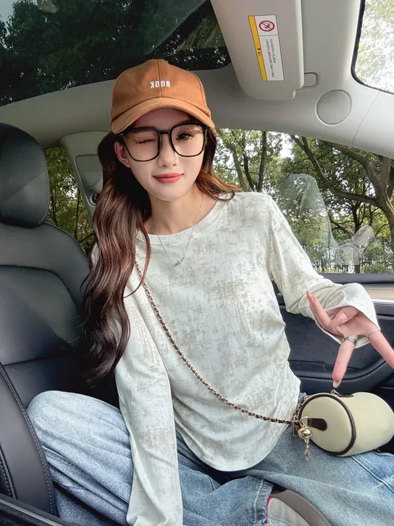 大码女装遮肚子不规则打底衫2025秋季爆款韩版显瘦长袖T恤上衣ins