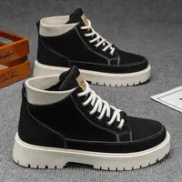 秋季男鞋新款高帮马丁靴男士潮流百搭厚底防滑运A6603